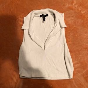 White cropped neck tank